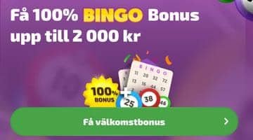 Lyckost nya bingobonus - 100% bonus upp till 2000 kr + 25 bingobrickor