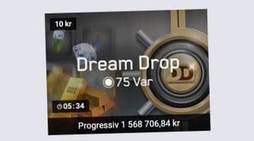 Bingorummet Dream Drop Vault med hög progressiv jackpott på 1 568 706,84 kr.