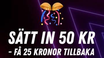 Erbjudande från Miljonlotteriet. "Sätt in 50 kr - få 25 kr tillbaka"