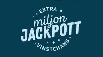 Logga för miljonjackpott hos Miljonlotteriet. Runt loggan står Extra vinstchans.