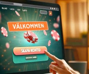 En spelare klickar på knappen "Skapa konto" för att registrera sig hos ett casino online