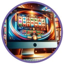 En datorskärm där någon spelar slots hos ett casino online