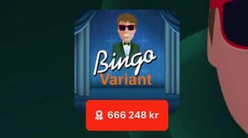 Bild på spelrummet "Bingo variant" med en skylt som visar den aktuella jackpottnivån på 666 248 kr.