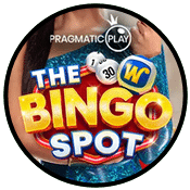 Loggan till spelet The Bingo Spot i en rund svart ram.