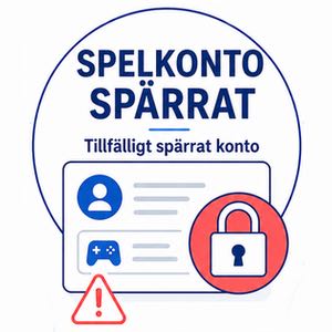 Illustration av ett spärrat spelkonto med lås och varningssymbol
